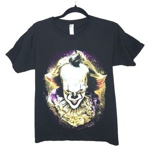 IT Pennywise Clown Evil Graphic T-Shirt Black Small